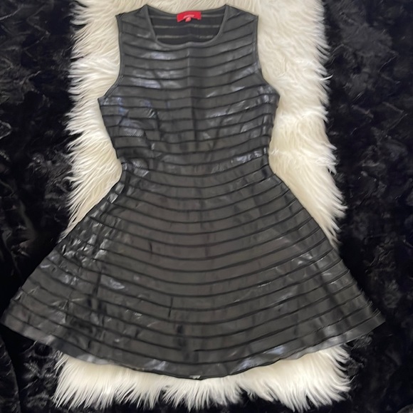 Saks Fifth Ave. Red faux leather dress side zip XS waist 26” bust 34” - Picture 1 of 5